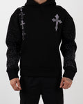 Black Rhinestone Cross Hoodie