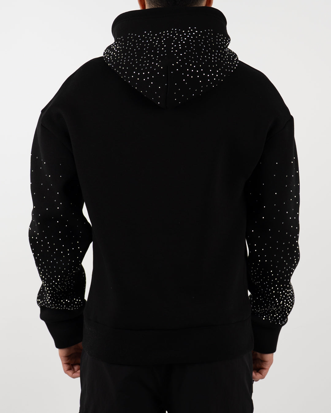 Black Rhinestone Cross Hoodie