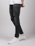 Dark Grey Ripped Washed Jeans