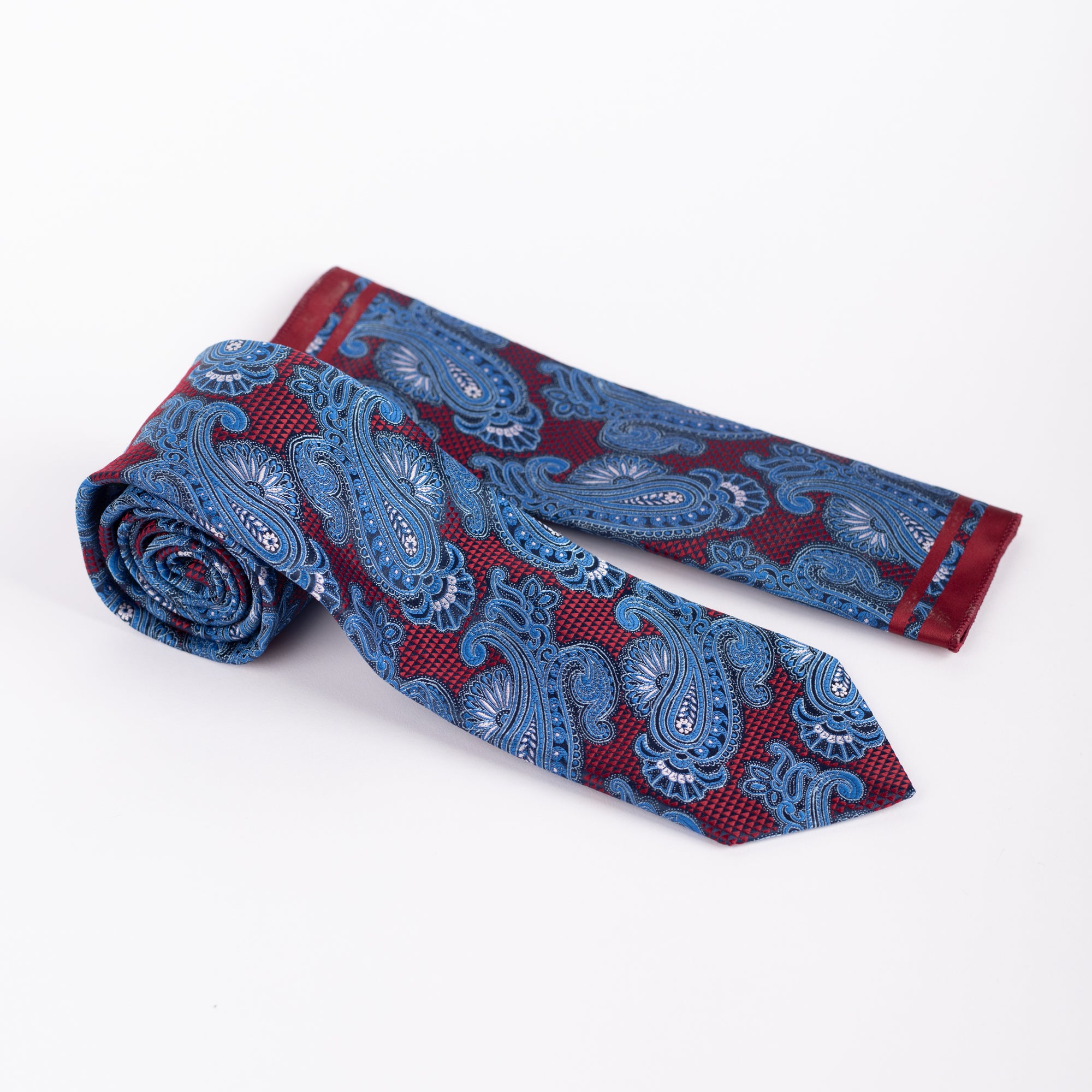 MC Paisley - Tie & Pocket Square Set in Blue & Red