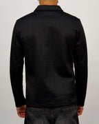 Black Herringbone Half Zip Shirt