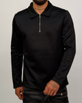 Black Herringbone Half Zip Shirt