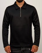 Black Herringbone Half Zip Shirt