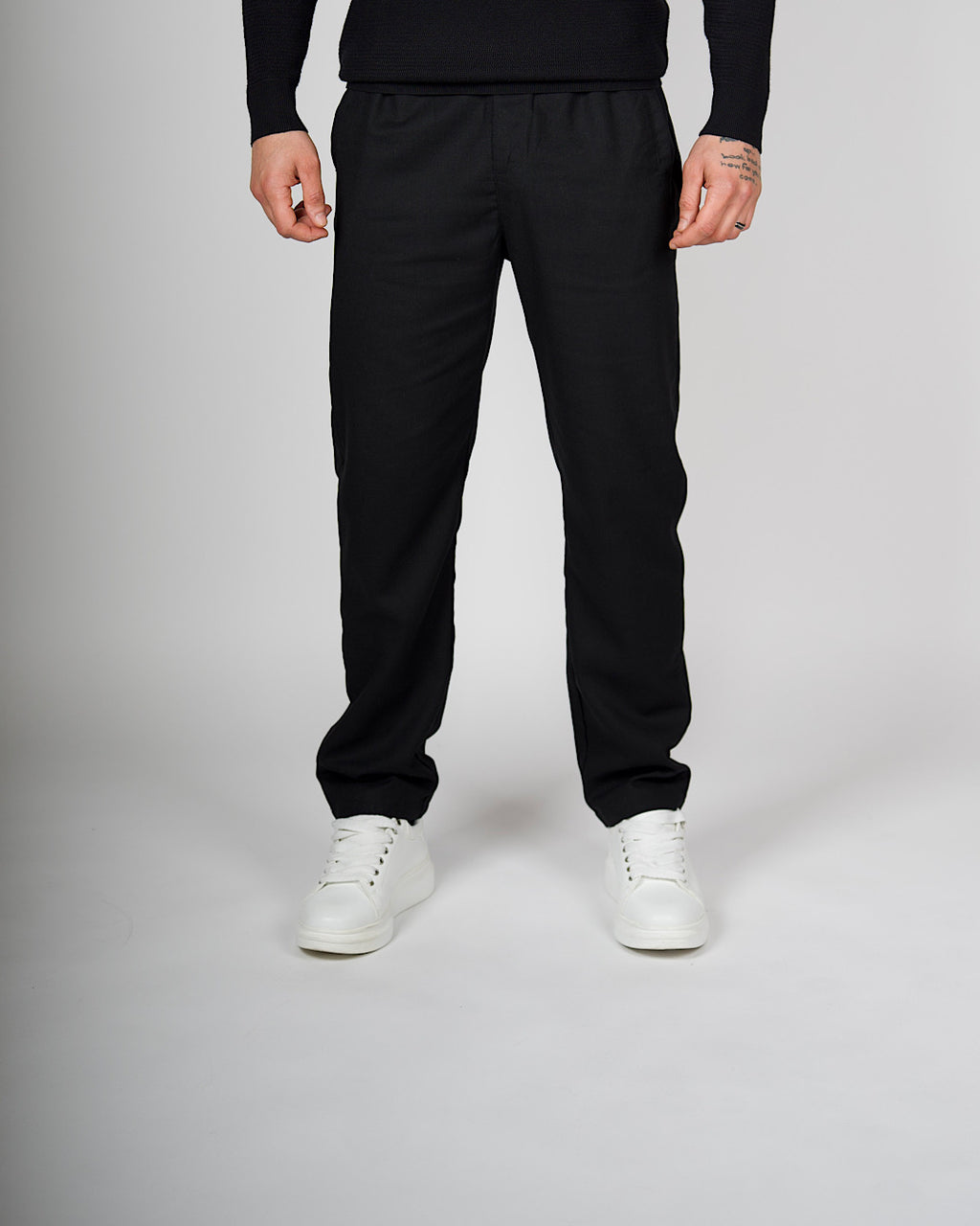 Black Linen Casual Trousers