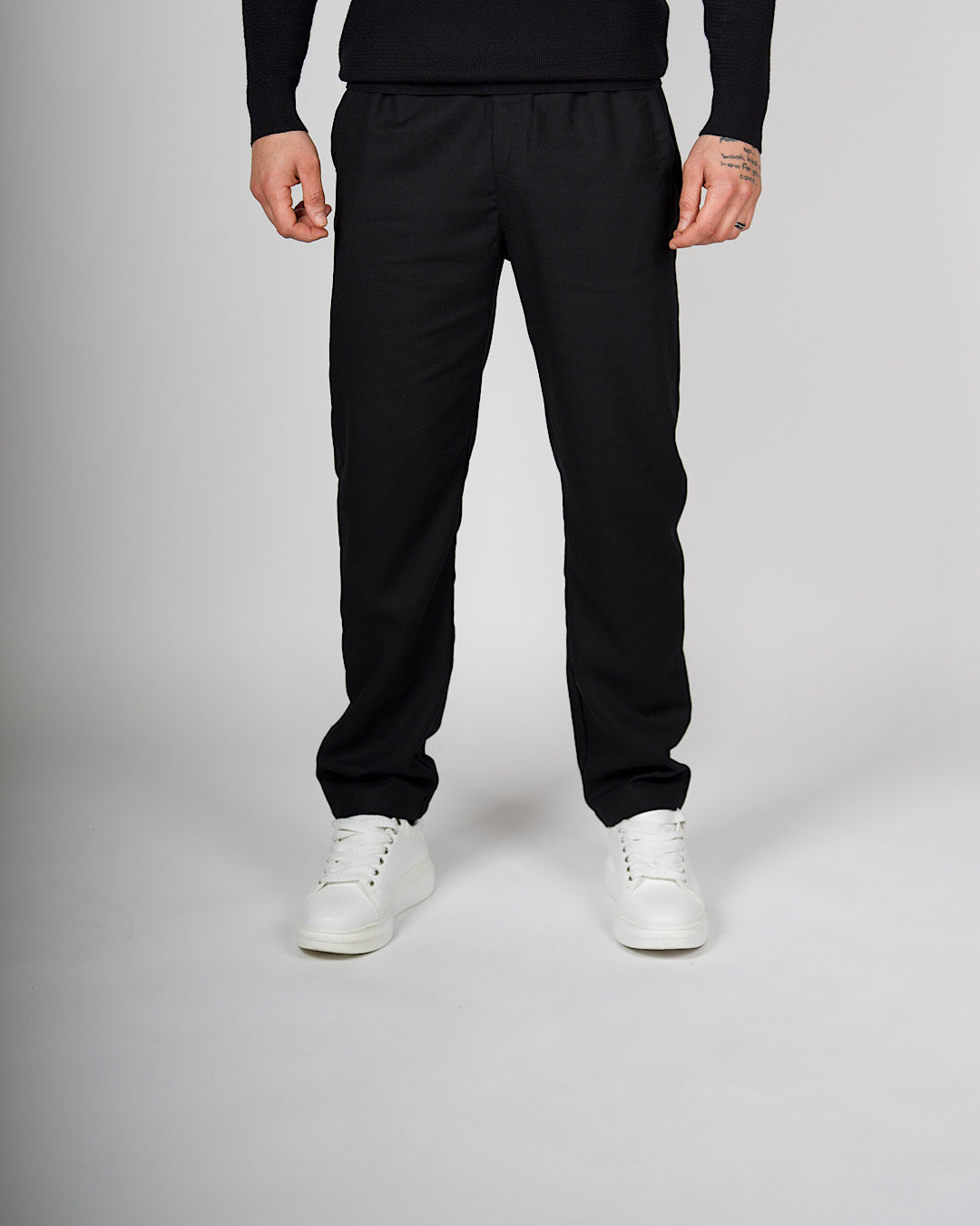 Black Linen Casual Trousers
