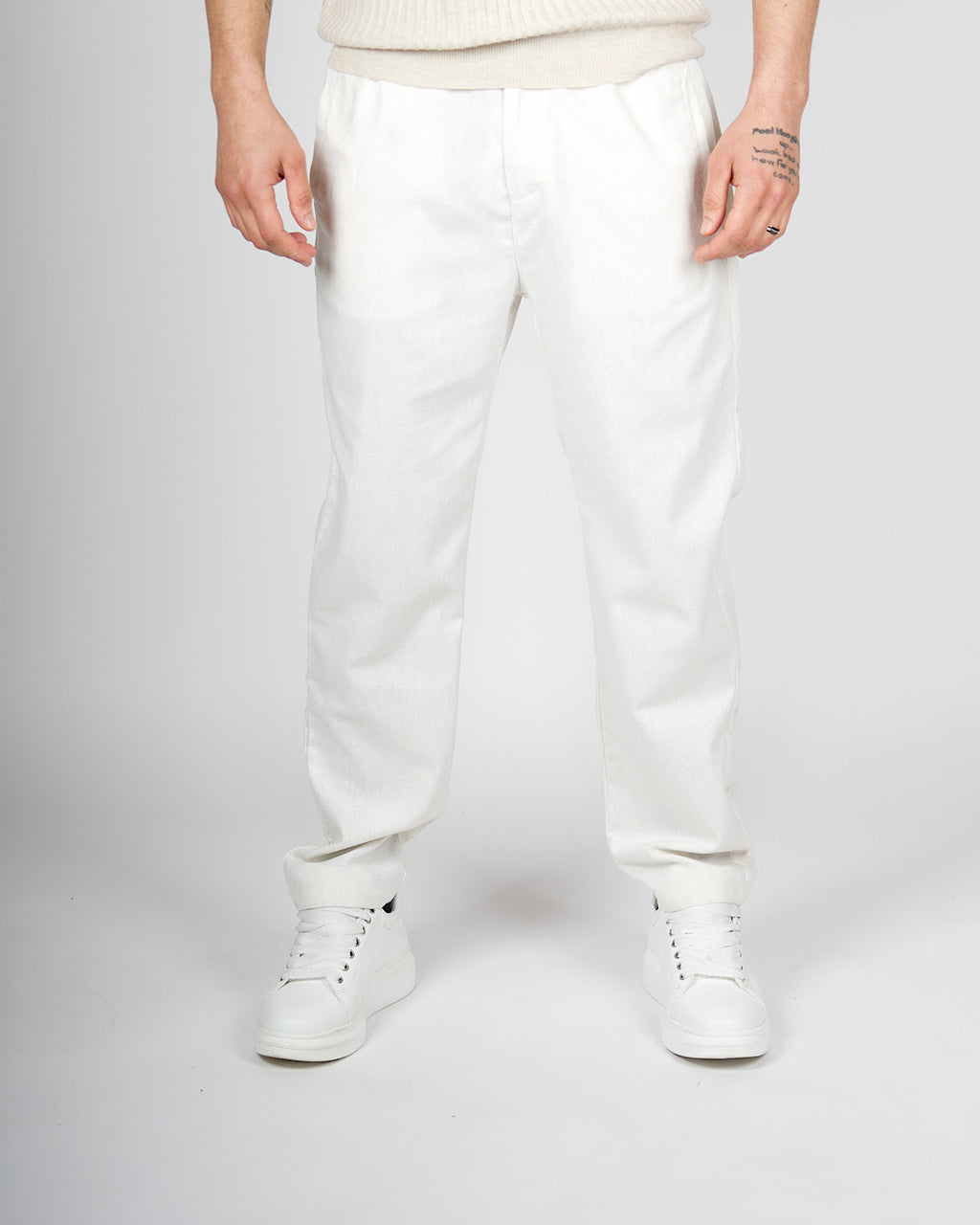 White Linen Casual Trousers
