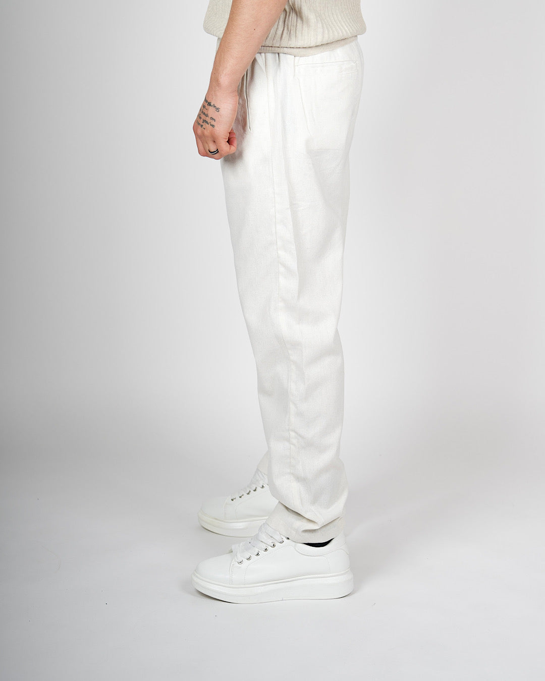 White Linen Casual Trousers