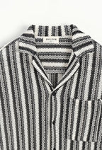Beige Textured Stripe Resort Shirt