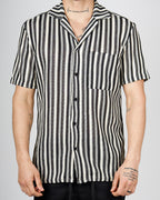 Beige Textured Stripe Resort Shirt