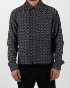 Grey Geometric Print Long Sleeve Shirt