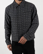 Grey Geometric Print Long Sleeve Shirt
