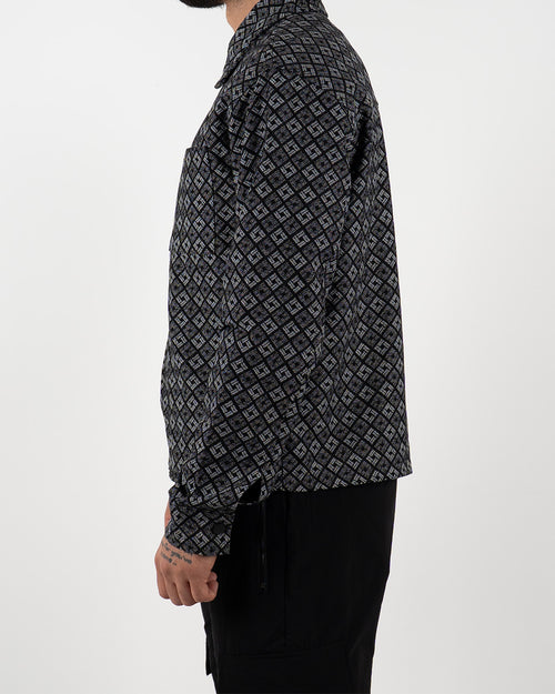 Grey Geometric Print Long Sleeve Shirt