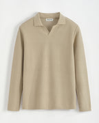 Knit Long Sleeve Polo Sweatshirt