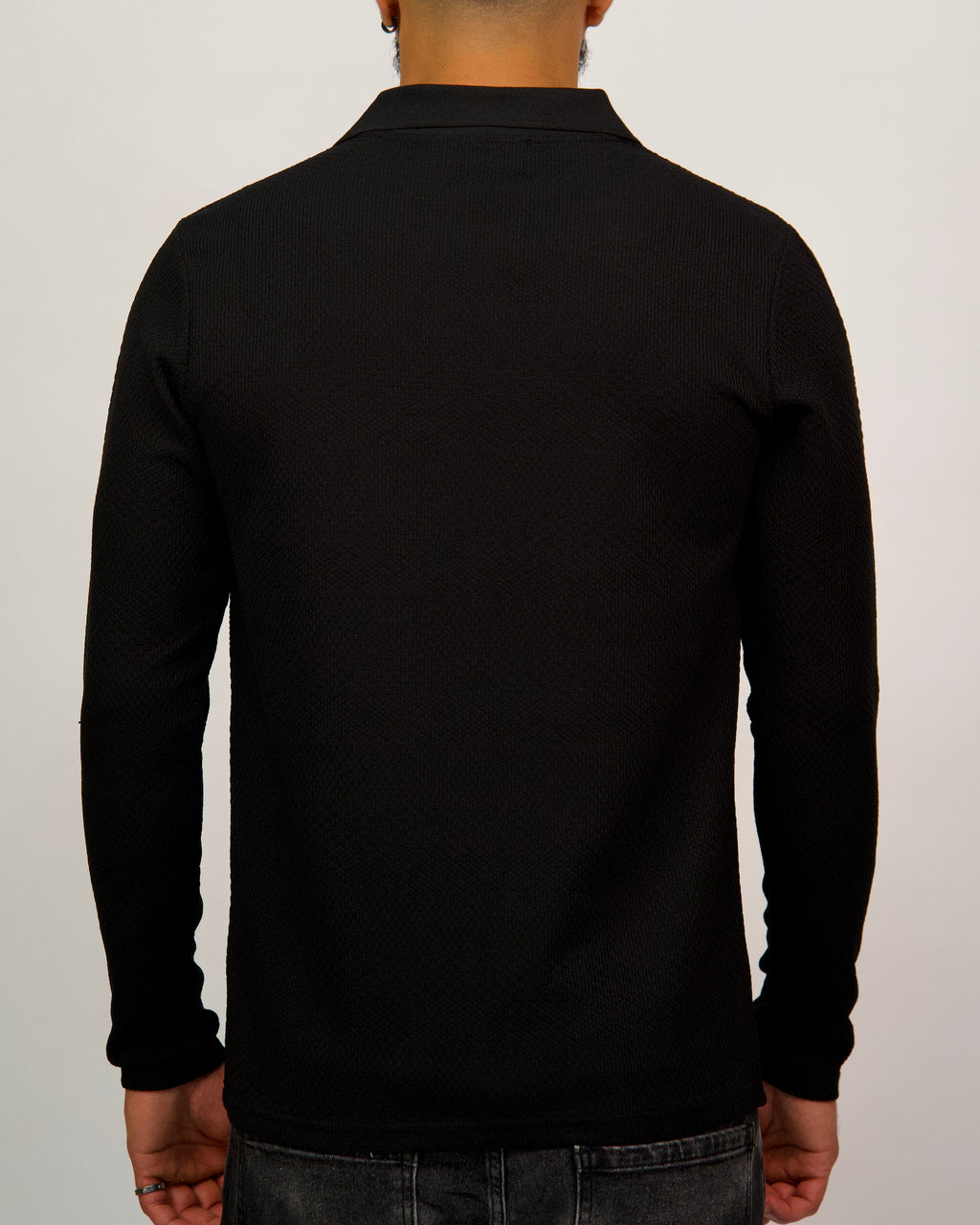 Knit Long Sleeve Polo Shirt