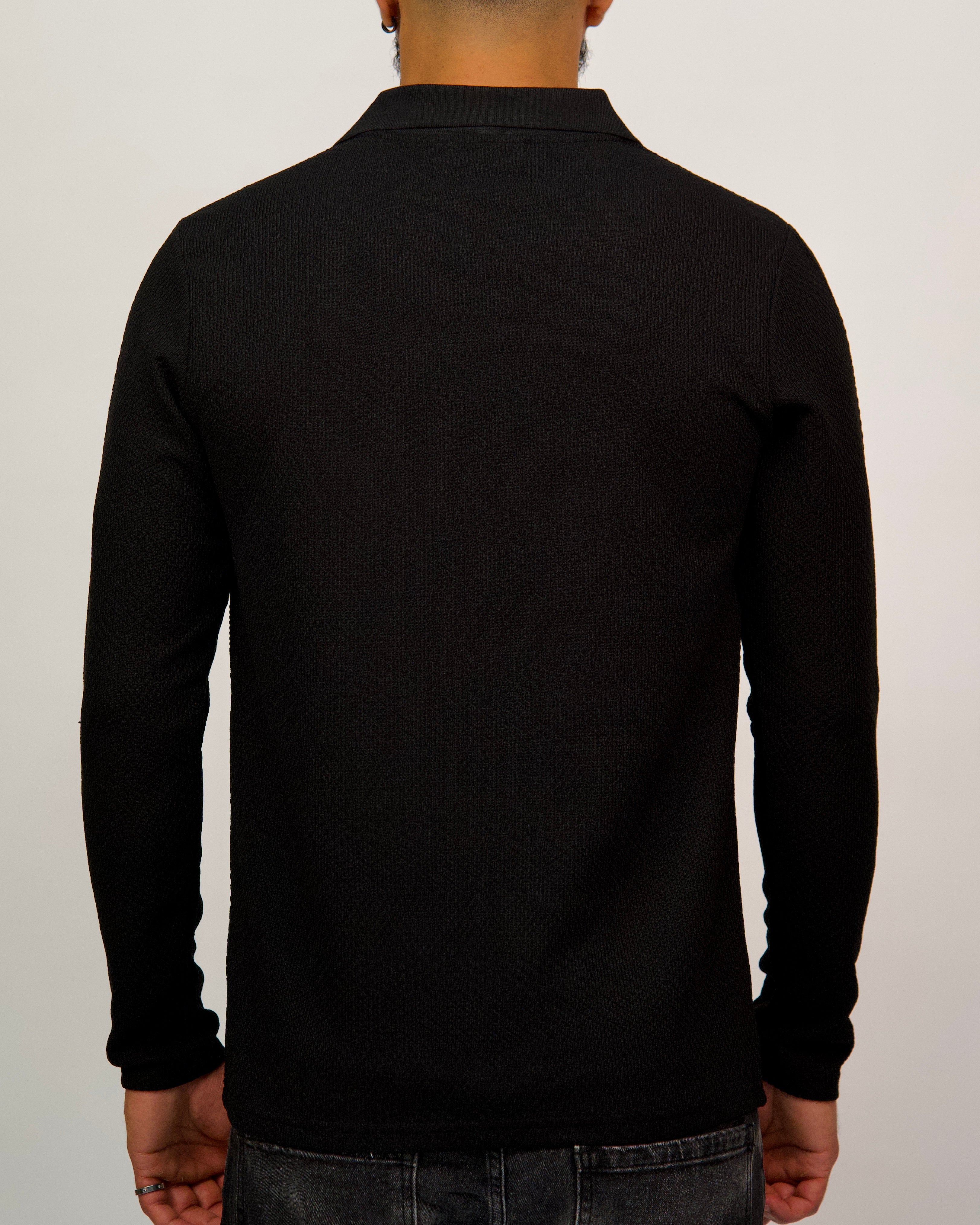 Knit Long Sleeve Polo Shirt