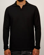 Knit Long Sleeve Polo Shirt
