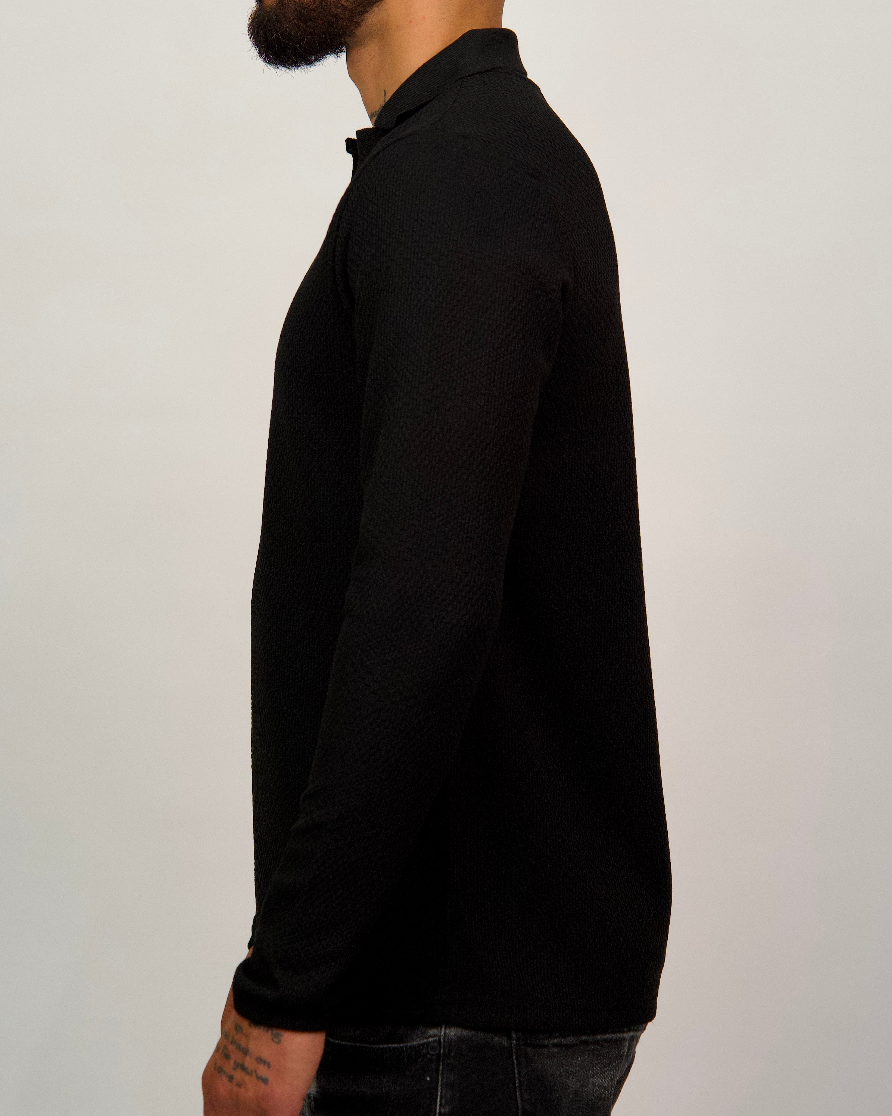 Knit Long Sleeve Polo Shirt