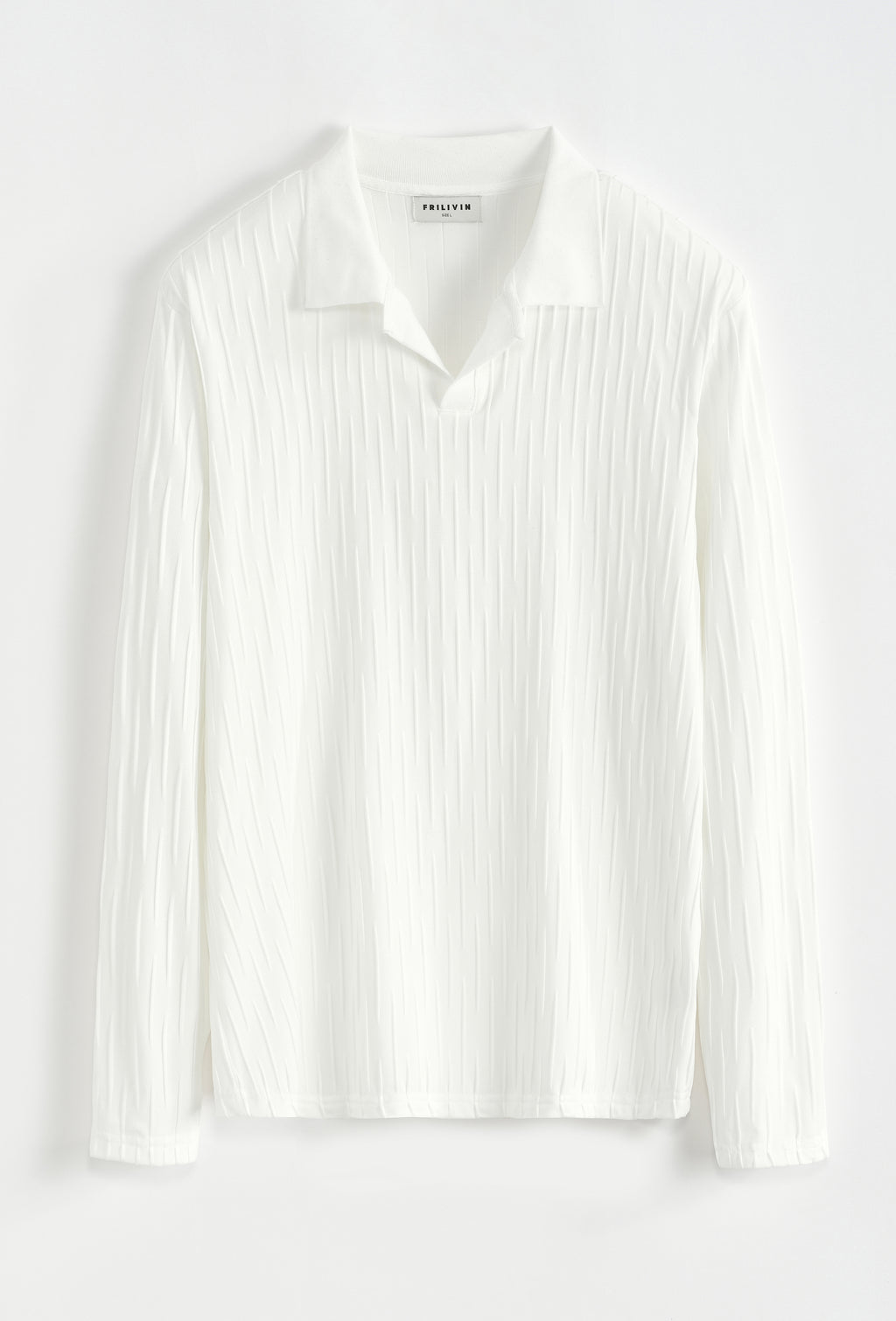 Textured Knit Long Sleeve Polo Shirt