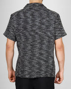 Black Textured Knit Stripe Shirt