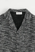 Black Textured Knit Stripe Shirt