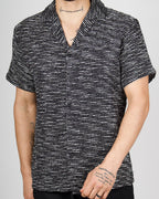 Black Textured Knit Stripe Shirt