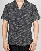Black Textured Knit Stripe Shirt