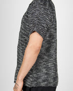 Black Textured Knit Stripe Shirt