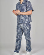 Blue Floral Pattern Shirt & Trouser Set