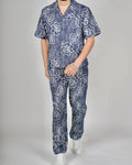 Blue Floral Pattern Shirt & Trouser Set