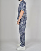 Blue Floral Pattern Shirt & Trouser Set