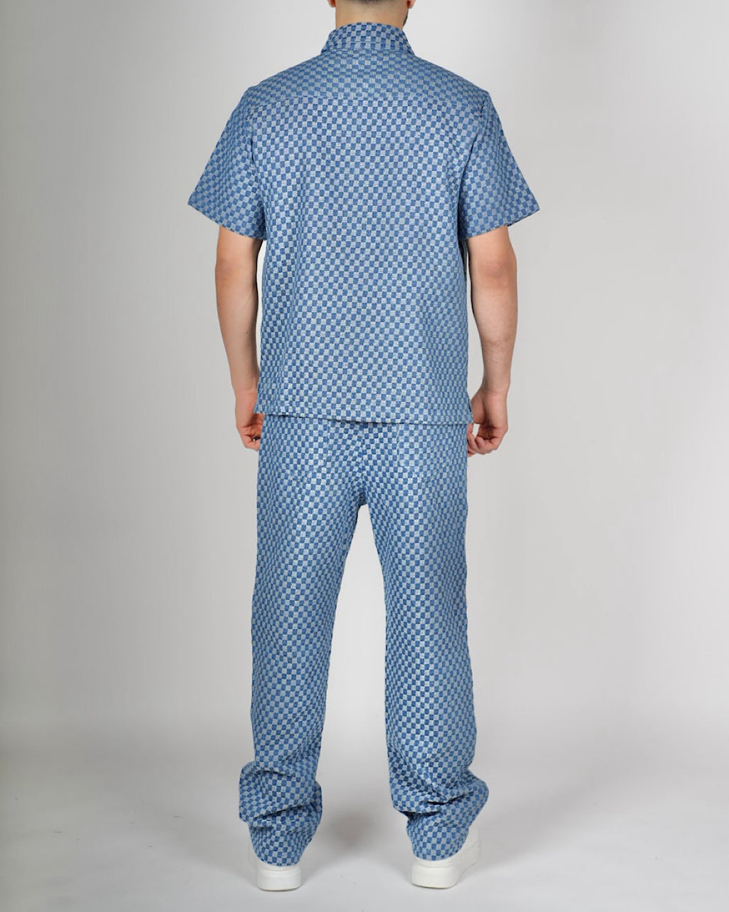 Denim Blue Check Pattern Co-ord Set