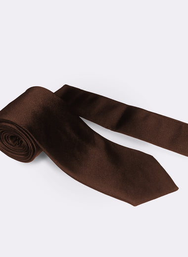 MC Plain - Tie & Pocket Square Set in Brown