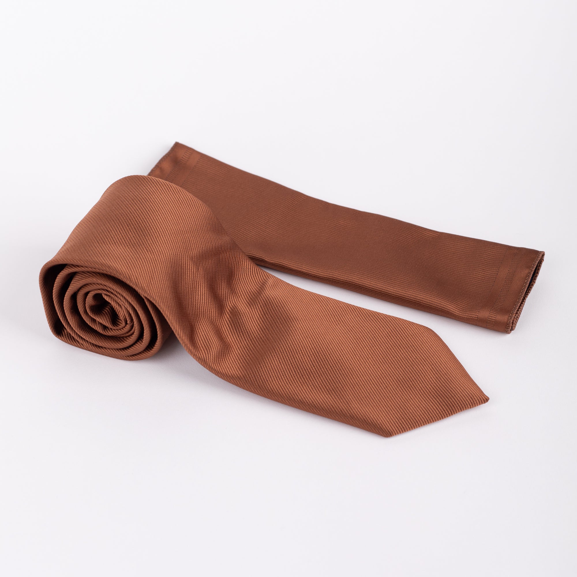 MC Diagonal Striped - Tie & Pocket Square Set in Brown