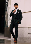 Bromley - Olive Green Check Three Piece Suit