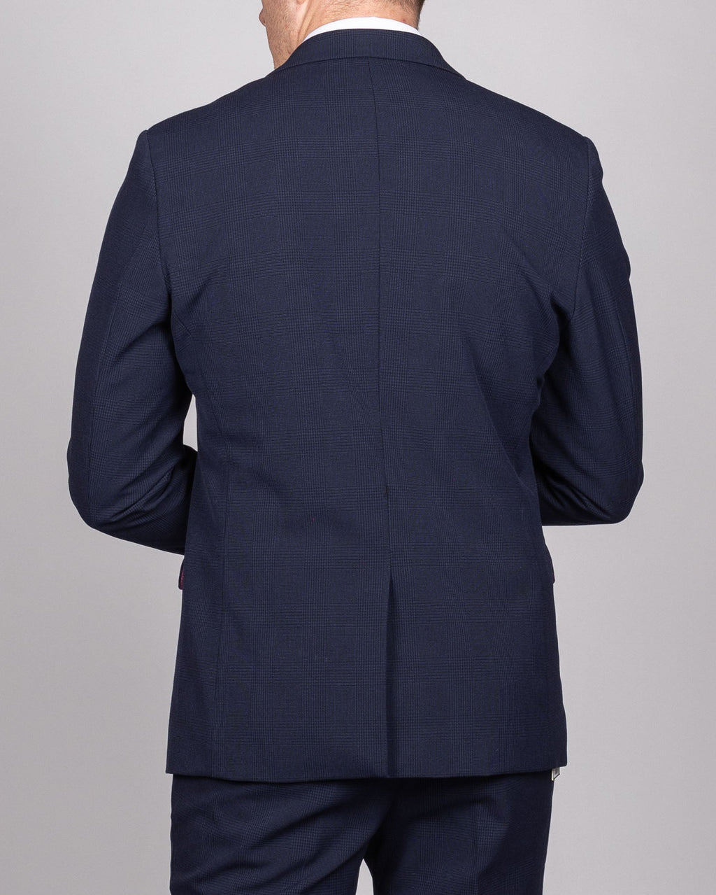 Bromley - Navy Double Breasted Check Blazer