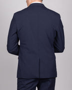 Bromley - Navy Double Breasted Check Blazer
