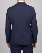 Bromley - Navy Double Breasted Check Blazer