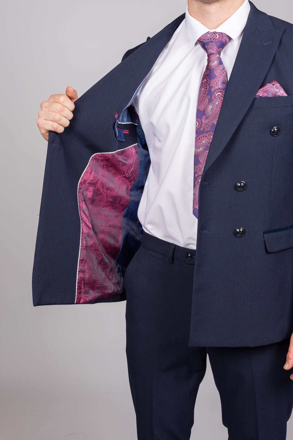 Bromley Navy Check Double Breasted Suit