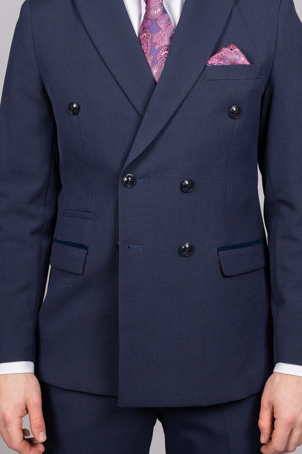 Bromley Navy Check Double Breasted Suit