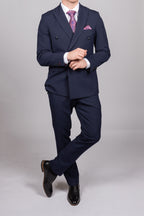 Bromley Navy Check Double Breasted Suit