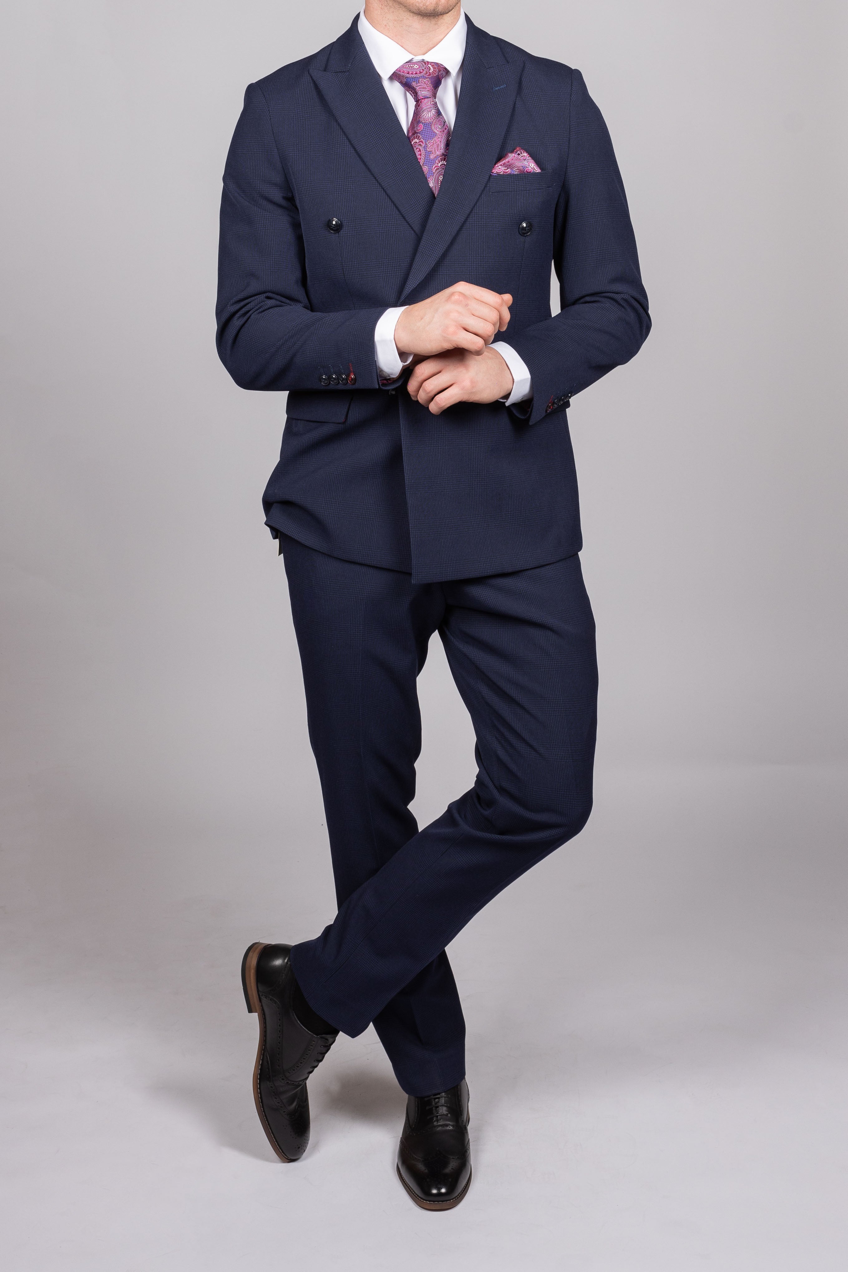 Bromley Navy Check Double Breasted Suit