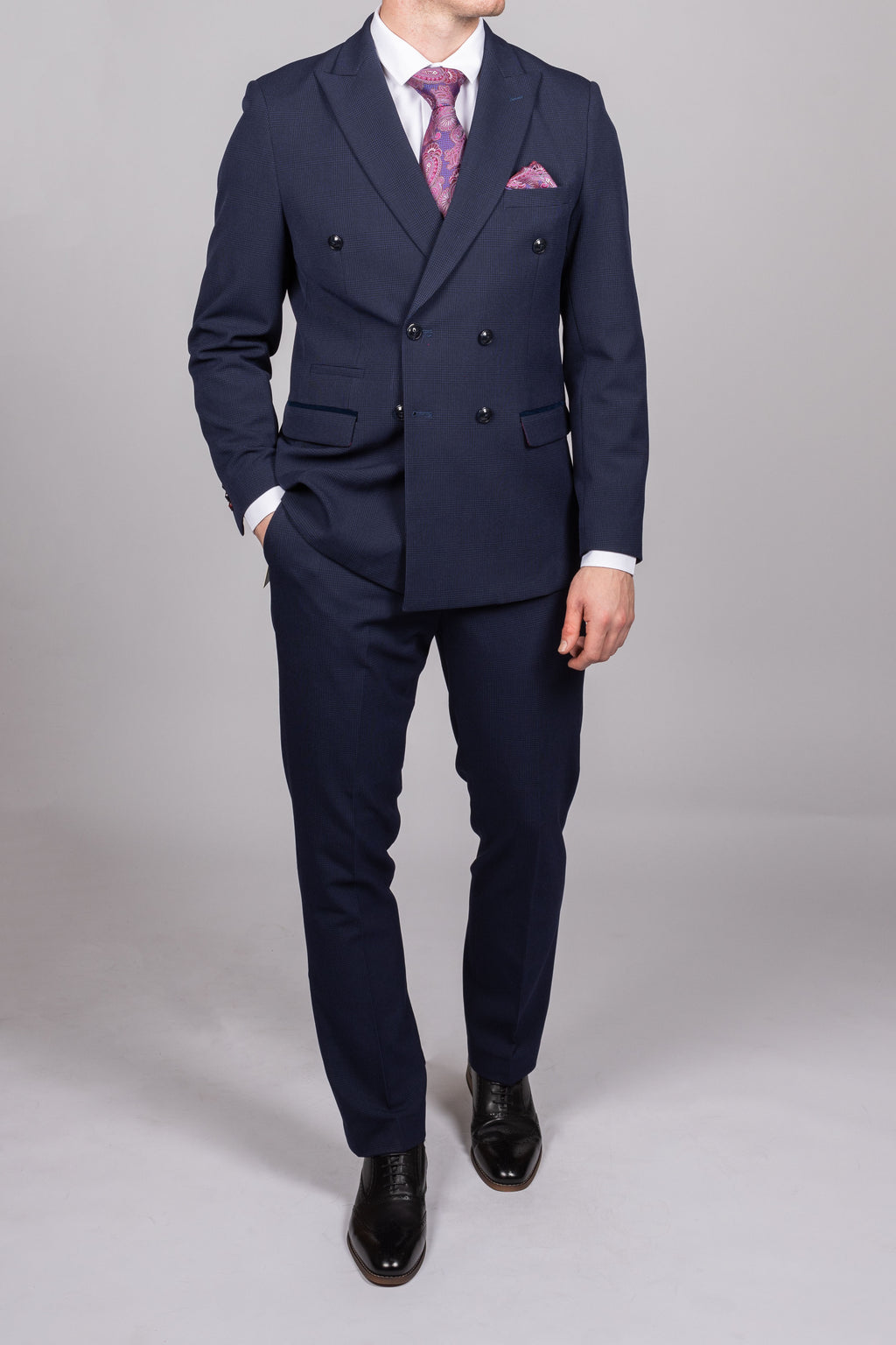 Bromley Navy Check Double Breasted Suit