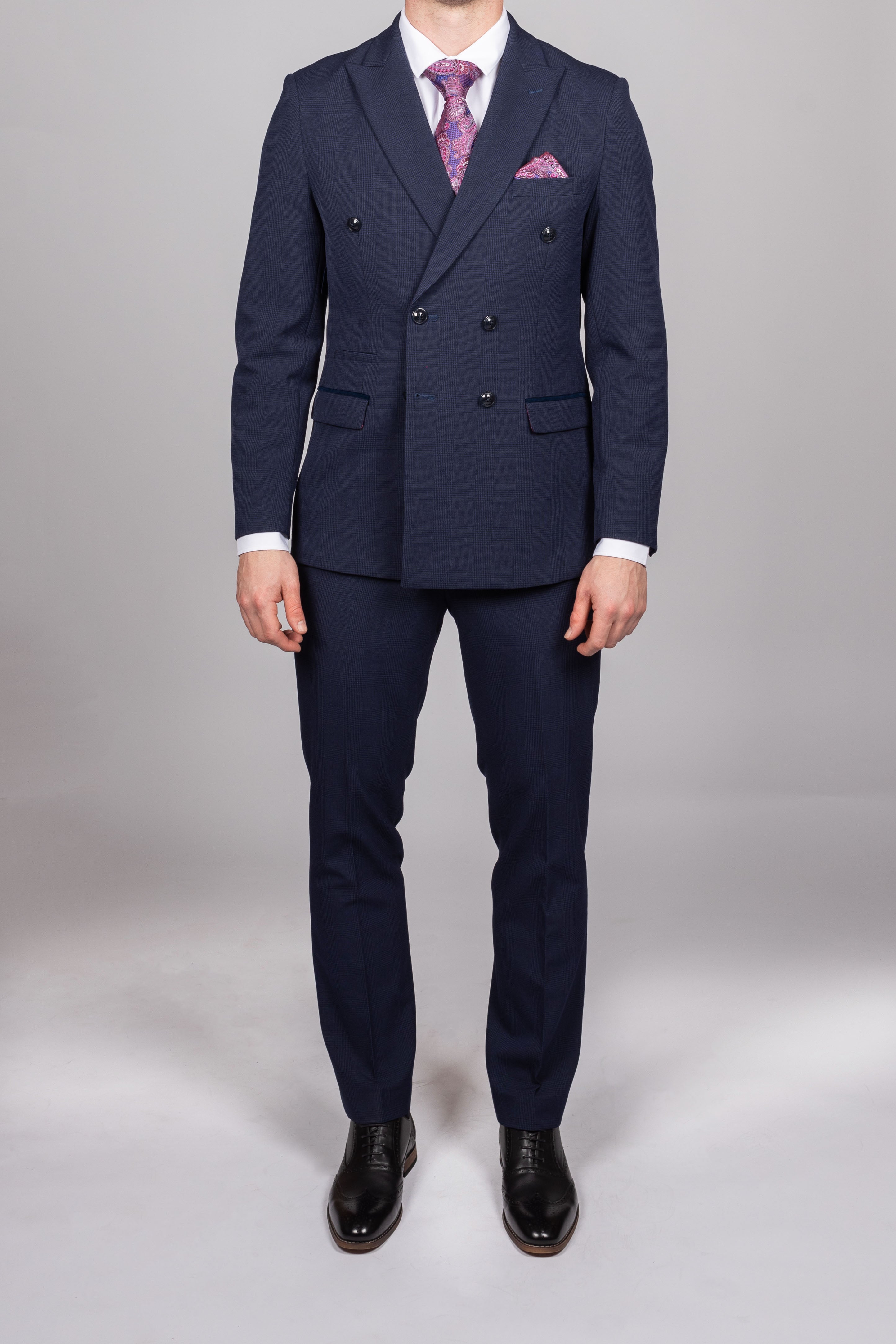 Bromley Navy Check Double Breasted Suit