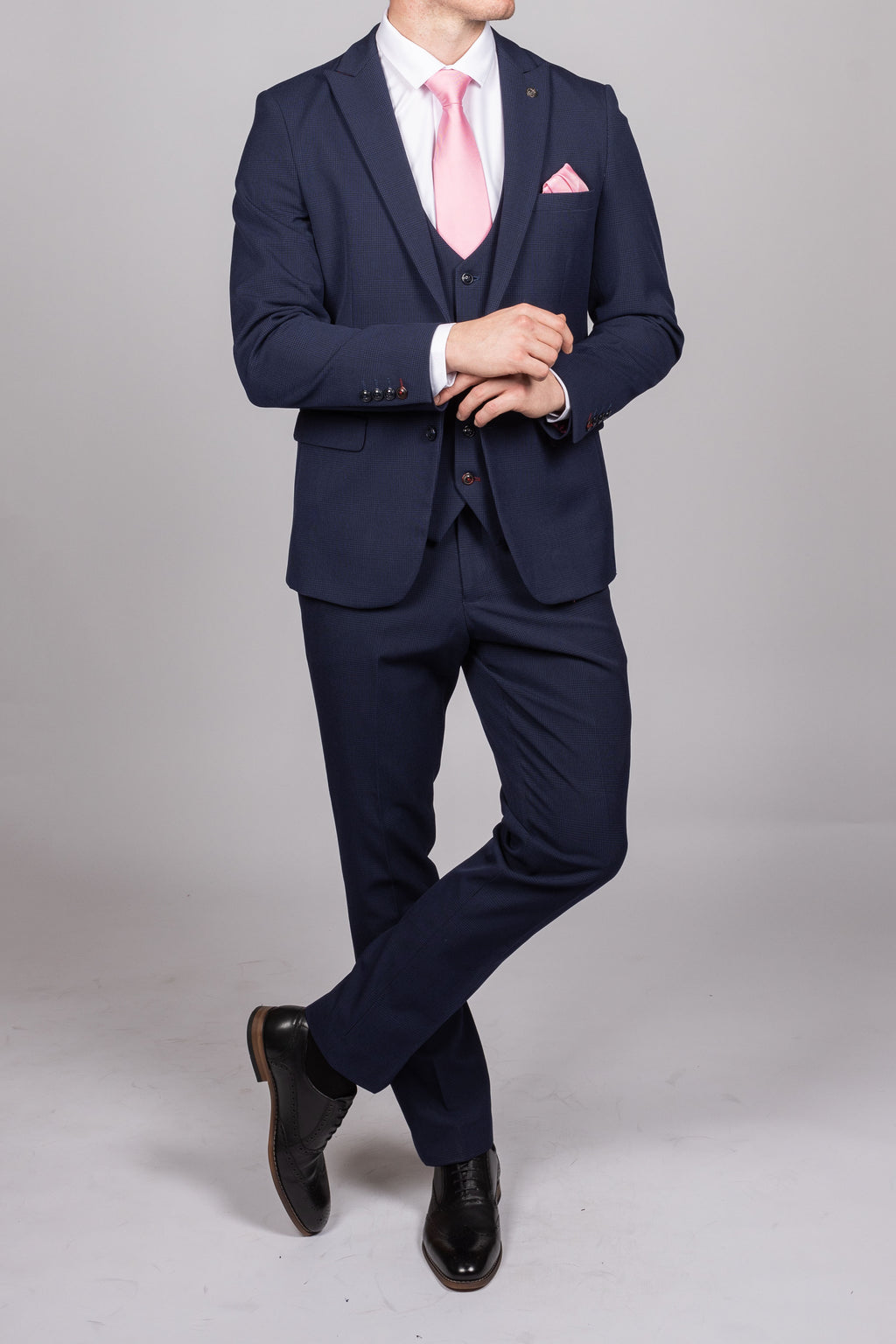 Bromley Navy Check Three Piece Suit