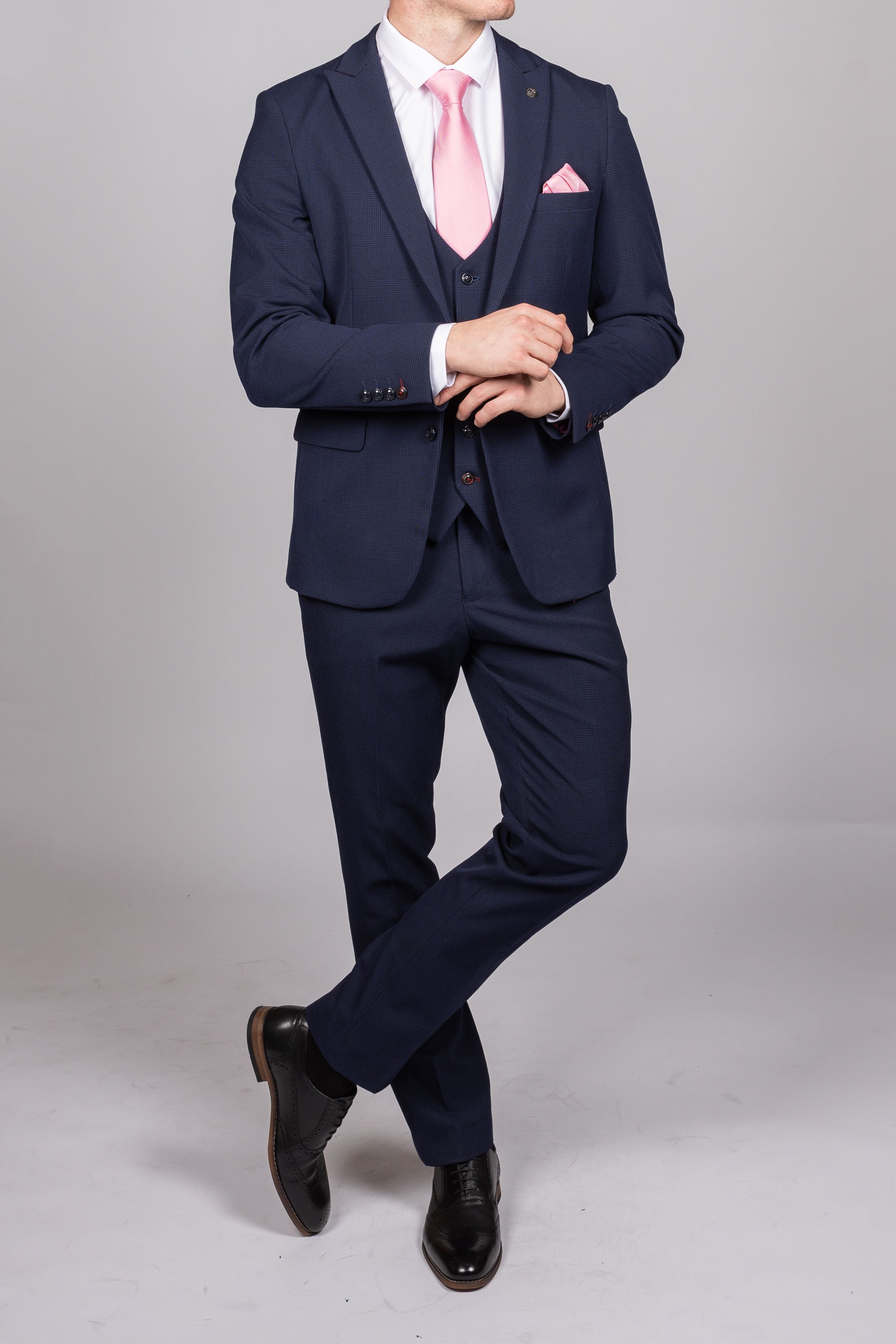 Bromley Navy Check Three Piece Suit