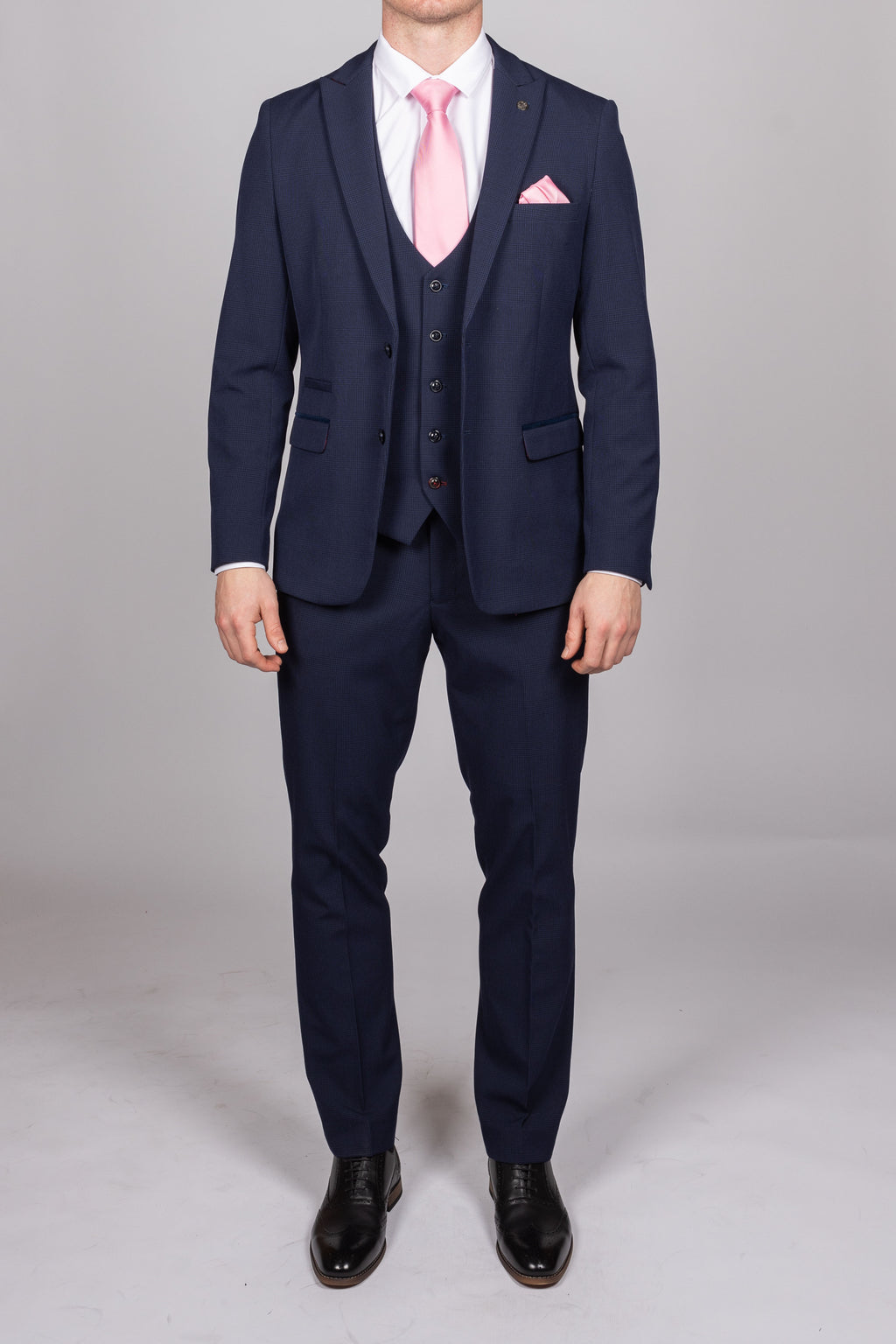 Bromley Navy Check Three Piece Suit