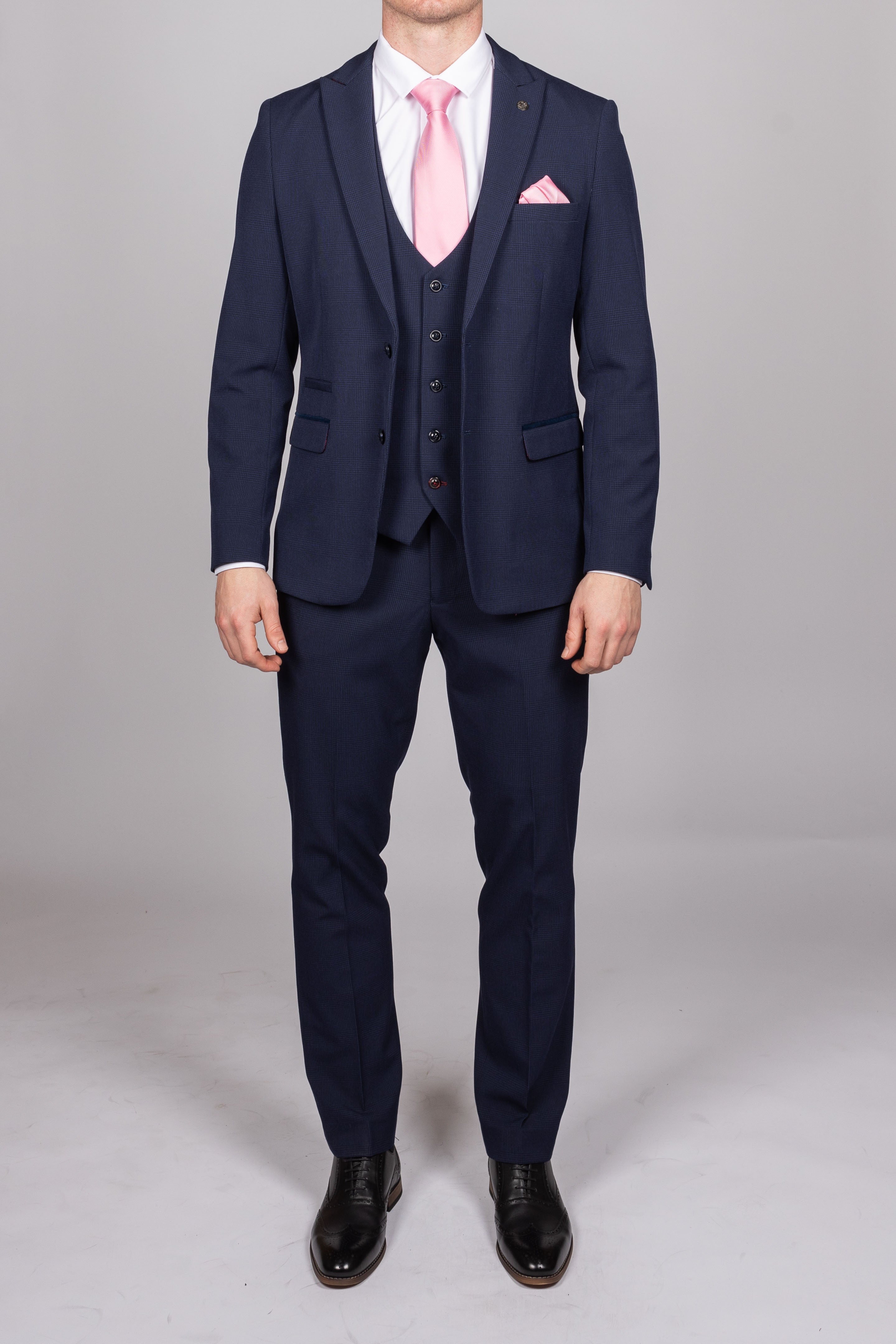Bromley Navy Check Three Piece Suit