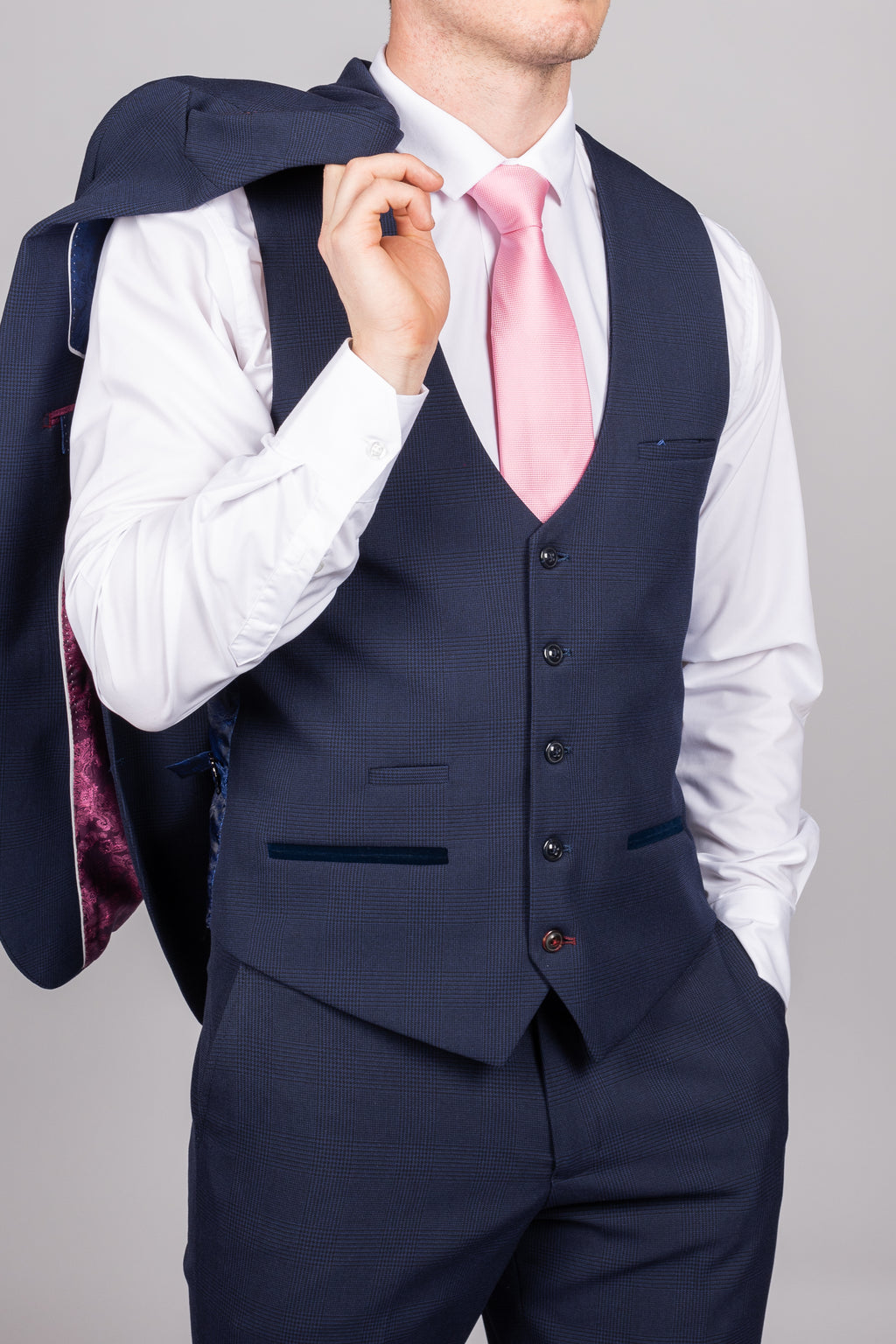 Bromley Navy Check Three Piece Suit
