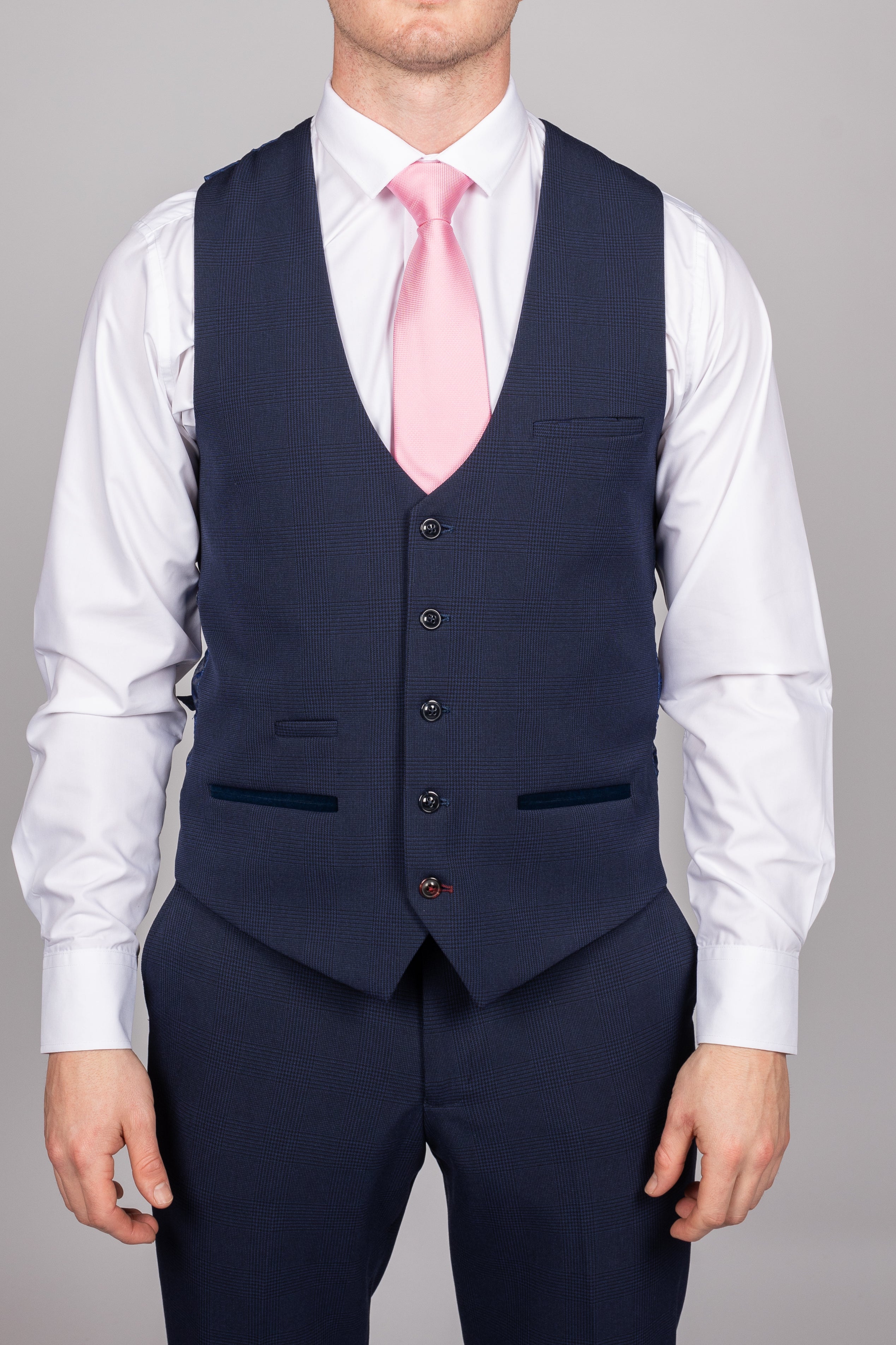Bromley Navy Check Three Piece Suit
