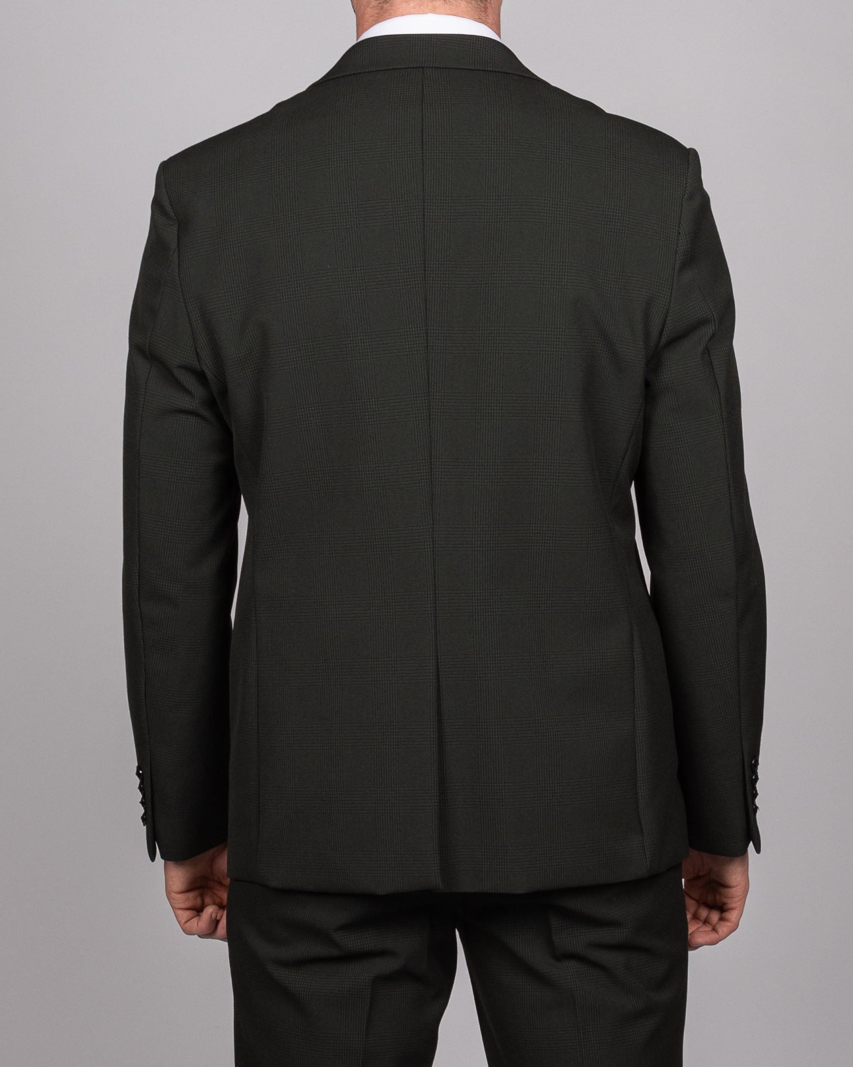 Bromley - Olive Green Double Breasted Check Blazer